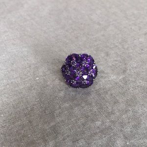 Amethyst hydrangea Mop head silver cocktail ring